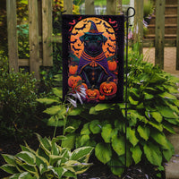 Black Pug Witchy Halloween Garden Flag