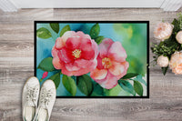 Alabama Camellia in Watercolor Doormat 18x27