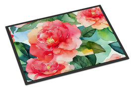 Alabama Camellia in Watercolor Indoor or Outdoor Mat 24x36