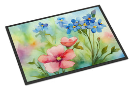 Alaska Forget-me-nots in Watercolor Indoor or Outdoor Mat 24x36