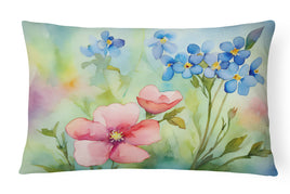 Alaska Forget-me-nots in Watercolor Fabric Decorative Pillow