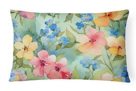 Alaska Forget-me-nots in Watercolor Fabric Decorative Pillow