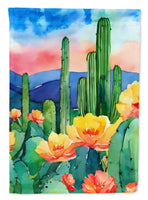 Arizona Saguaro Cactus Blossom in Watercolor House Flag