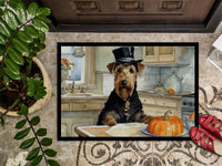 Airedale Terrier Fall Kitchen Pumpkins Indoor or Outdoor Mat 24x36