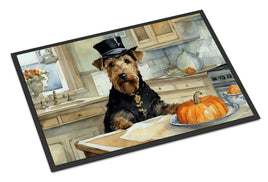 Airedale Terrier Fall Kitchen Pumpkins Indoor or Outdoor Mat 24x36