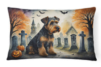 Airedale Terrier Spooky Halloween Fabric Decorative Pillow