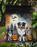 Australian Shepherd Spooky Halloween Garden Flag