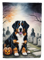 Bernese Mountain Dog Spooky Halloween House Flag