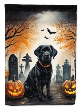 Black Labrador Retriever Spooky Halloween House Flag