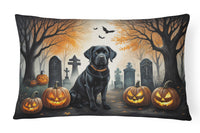 Black Labrador Retriever Spooky Halloween Fabric Decorative Pillow