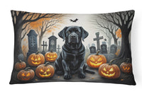 Black Labrador Retriever Spooky Halloween Fabric Decorative Pillow