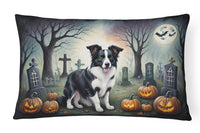 Border Collie Spooky Halloween Fabric Decorative Pillow