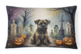 Border Terrier Spooky Halloween Fabric Decorative Pillow