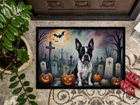 Boston Terrier Spooky Halloween Doormat 18x27