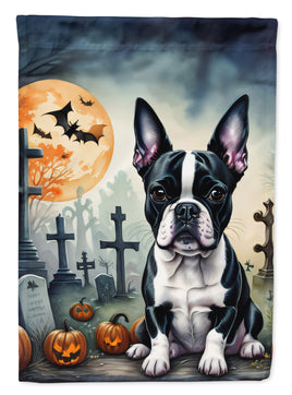 Boston Terrier Spooky Halloween House Flag