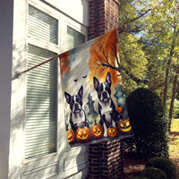 Boston Terrier Spooky Halloween House Flag