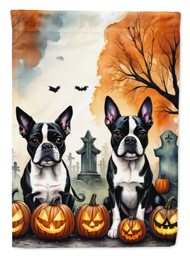 Boston Terrier Spooky Halloween House Flag