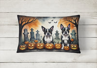 Boston Terrier Spooky Halloween Fabric Decorative Pillow