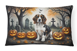 Welsh Springer Spaniel Spooky Halloween Fabric Decorative Pillow