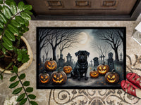 Black Pug Spooky Halloween Indoor or Outdoor Mat 24x36