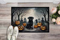 Black Pug Spooky Halloween Doormat 18x27