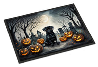 Black Pug Spooky Halloween Doormat 18x27