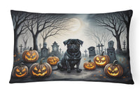 Black Pug Spooky Halloween Fabric Decorative Pillow