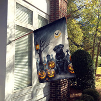 Black Pug Spooky Halloween House Flag