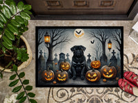 Black Pug Spooky Halloween Indoor or Outdoor Mat 24x36