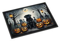 Black Pug Spooky Halloween Doormat 18x27