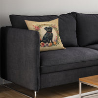 Affenpinscher and Flowers Fabric Decorative Pillow