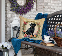 Affenpinscher and Flowers Fabric Decorative Pillow