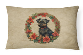 Affenpinscher Christmas Flowers Throw Pillow