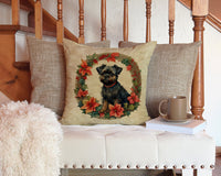 Affenpinscher Christmas Flowers Throw Pillow