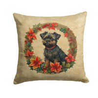 Affenpinscher Christmas Flowers Throw Pillow