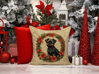 Affenpinscher Christmas Flowers Throw Pillow