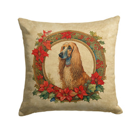 Afghan Hound Christmas Flowers Throw Pillow