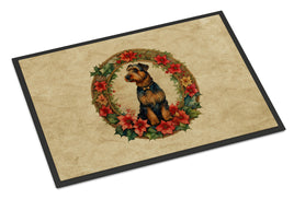 Airedale Terrier Christmas Flowers Doormat