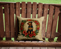 Airedale Terrier Christmas Flowers Throw Pillow