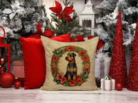 Airedale Terrier Christmas Flowers Throw Pillow