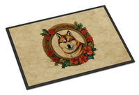 Akita Christmas Flowers Doormat