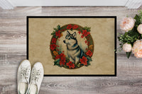 Alaskan Klee Kai Christmas Flowers Doormat