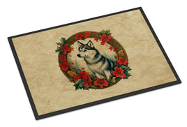 Alaskan Klee Kai Christmas Flowers Doormat