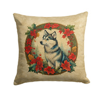 Alaskan Klee Kai Christmas Flowers Throw Pillow