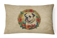 American Bulldog Christmas Flowers Throw Pillow