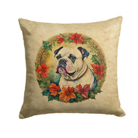 American Bulldog Christmas Flowers Throw Pillow