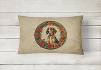 American English Coonhound Christmas Flowers Throw Pillow