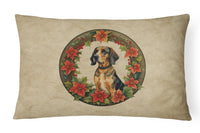 American English Coonhound Christmas Flowers Throw Pillow