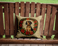 American English Coonhound Christmas Flowers Throw Pillow