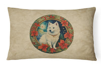 American Eskimo Christmas Flowers Throw Pillow